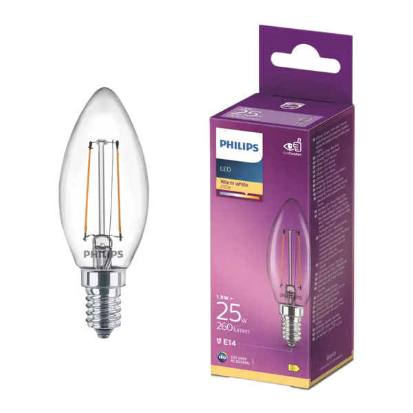 Philips LED Filament-Kerze klar E14 25W