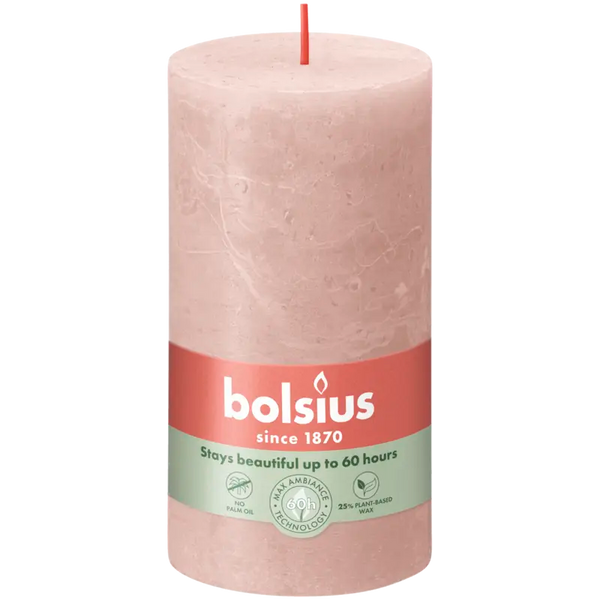 Bolsius Rustieke kaars 13cm misty pink