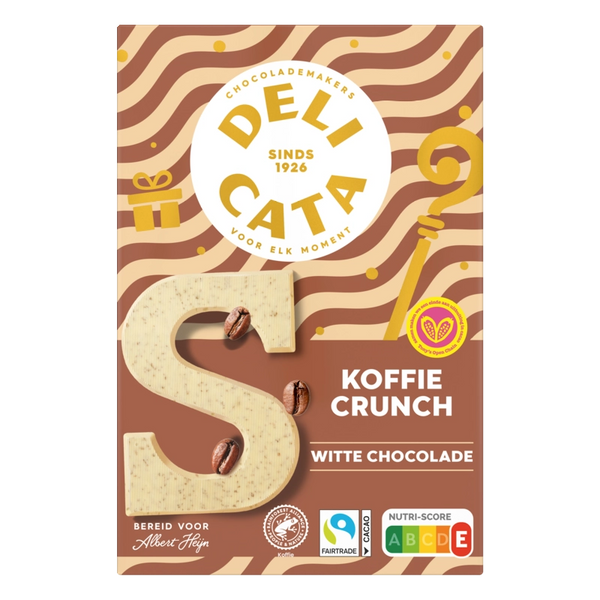 Delicata Schokoladenbuchstabe weiß Kaffee-Crunch