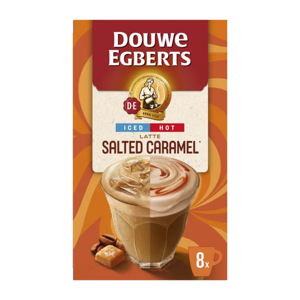 Douwe Egberts Warmer oder kalter Latte mit gesalzenem Karamell