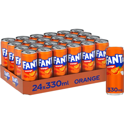 Orange soda (cans in tray)