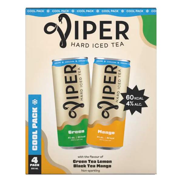 Viper Hard iced tea green & mango cool 4-pack
