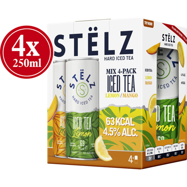 Stëlz Hard iced tea mango lemon 4-pack