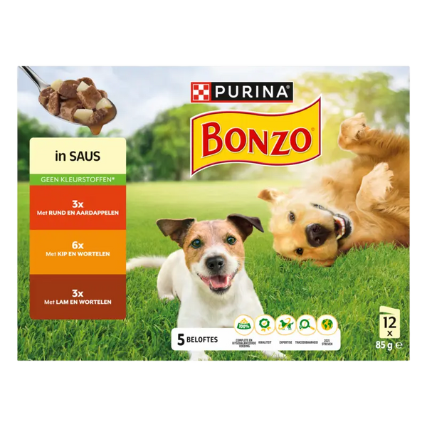 Bonzo Menübeutel in Soße Rind, Huhn, Lamm