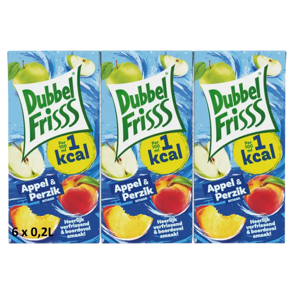 DubbelFrisss Appel & perzik 6-pack