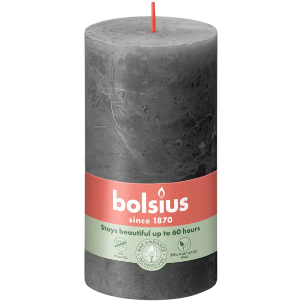 Bolsius Rustieke kaars antraciet 13cm