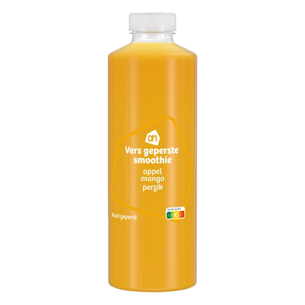 Freshly pressed mango peach smoothie