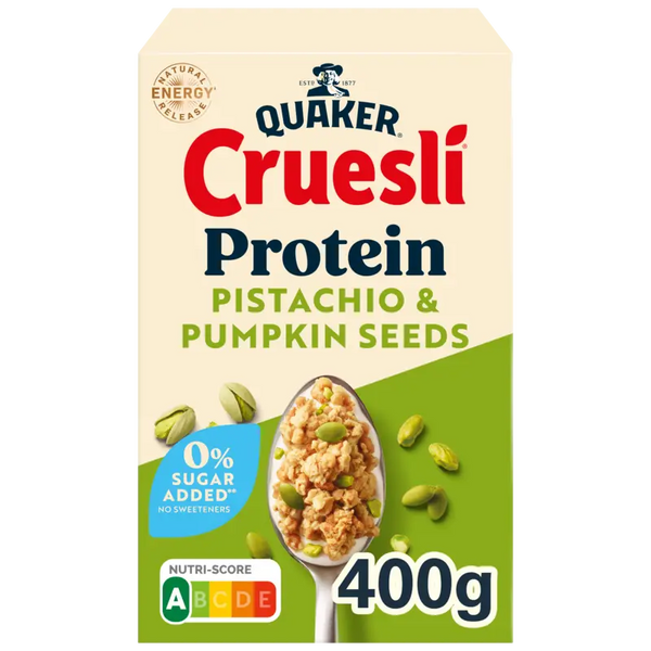 Quaker Cruesli proteine pistachio pumpkin seeds