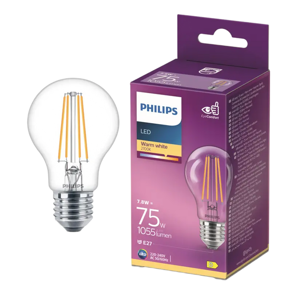 Philips Led fil standaard helder E27 75W