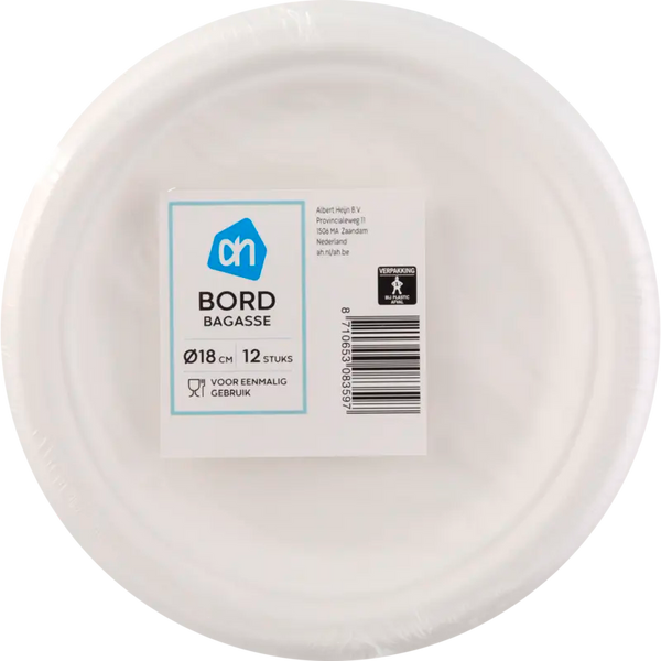 Bord rond wit bagasse 180mm