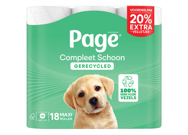 Page Compleet schoon gerecycled toiletpapier