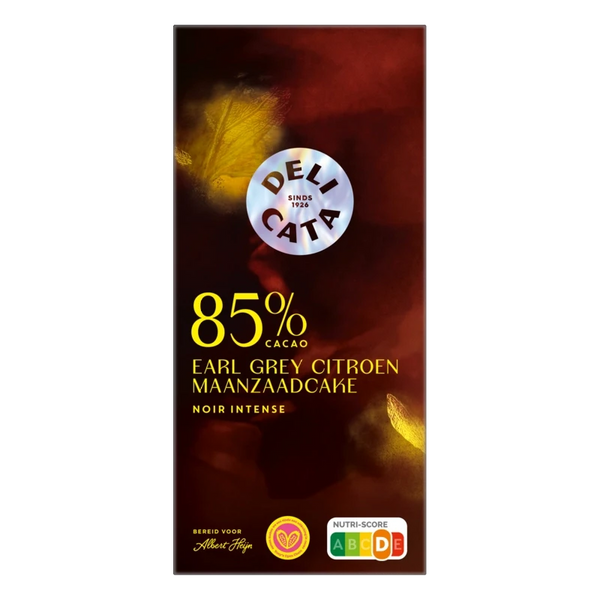 Delicata Reep 85% earl grey citroen maanzaadcake