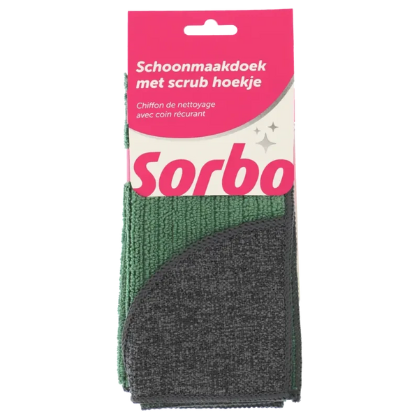 Sorbo Schoonmaakdoek met scrub hoekje 38x38cm