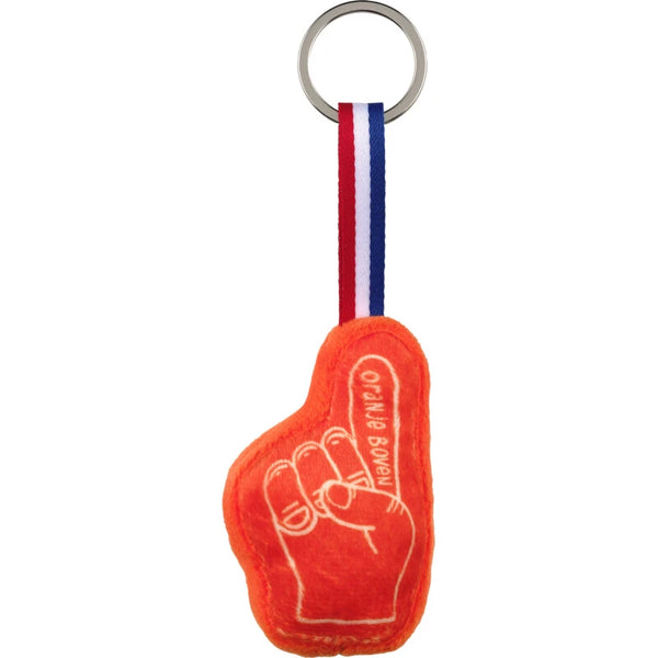 Oranje sleutelhanger foam hand