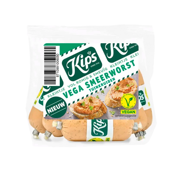 Kips Kleintje vega smeerworst tuinkruiden